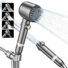 Load image into Gallery viewer, Filtered Shower Head with Handheld,High Pressure Shower Head 4 Spray Modes,ShowerHead with ON/OFF Switch for Pets,Built-in Power Wash to Clean Tub,Shower Heads Combo with Stainless Steel Hose