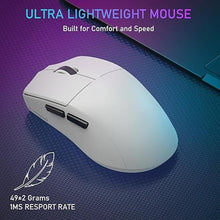 Load image into Gallery viewer, E-YOOSO Lightweight Gaming Mouse, Wireless Esports Mouse, 49G, 1K Polling, 26K DPI, PAW3395 Sensor, 5 Programmable Buttons, Tri-Modes Wired/2.4GHz/Bluetooth Gamer Mouse for Laptop, PC, Mac (White)