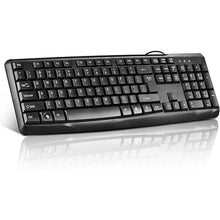 Load image into Gallery viewer, Wired Computer Keyboard, Plug Play USB, Silent-Touch Chiclet Keys, Large Number Pad, LED Indicators?Ergonomic, Foldable Stands,Anti-Wear Letters Full Size Keyboard,for Windows Mac PC Laptop(black)