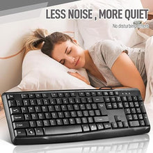 Load image into Gallery viewer, Wired Computer Keyboard, Plug Play USB, Silent-Touch Chiclet Keys, Large Number Pad, LED Indicators?Ergonomic, Foldable Stands,Anti-Wear Letters Full Size Keyboard,for Windows Mac PC Laptop(black)