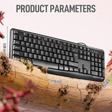 Load image into Gallery viewer, Wired Computer Keyboard, Plug Play USB, Silent-Touch Chiclet Keys, Large Number Pad, LED Indicators?Ergonomic, Foldable Stands,Anti-Wear Letters Full Size Keyboard,for Windows Mac PC Laptop(black)