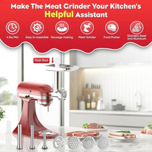 Load image into Gallery viewer, Meat Grinder for KitchenAid Mixer, Meat Grinder Attachment with 4 Grinding Plates, 3 Sausage Stuffer Tubes, 2 Grinding Blades, Attachment for Kitchenaid Mixers