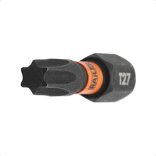 Load image into Gallery viewer, Railer Torx Bit Set - Premium S2 Steel 2 Inch Impact Driver 10-Piece 6 Star Bit Set With A Tool Storage Bit Holder & Carabiner (Hi-Vis Green Bitrail, Standard Bitrail)