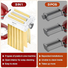 Load image into Gallery viewer, Pasta Attachment for KitchenAid Stand Mixer, 3 in 1 Set Pasta Maker KitchenAid Attachment Includes Spaghetti Cutter, Pasta Sheet Roller and Fettuccine Cutter, Attachment for Kitchenaid Mixers