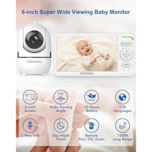 Load image into Gallery viewer, HelloBaby Baby Monitor with 6" World First IPS Screen 30-Hrs Battery, Remote Pan/Tilt/Zoom Camera, No WiFi Video Baby Monitor Camera and Audio, ECO, VOX, 2-Way Talk, Night Vision, 1000ft, Portable