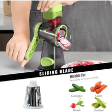 Load image into Gallery viewer, Cheese Grater Hand Crank Rotating Cheese Shredder Stainless Steel Vegetable Slicer Grater for Kitchen 3 Blades for Cheese, Carrot, Cucumber, Nuts, Chocolate, Green