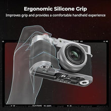 Load image into Gallery viewer, SmallRig X100VI / X100V Handgrip L-Shape Grip with Quick Release Plate for Arca, Lightweight Silicone Side Handle, Shutter Button and Hot Shoe Cover for FUJIFILM X100VI / X100V Cameras (Silver) - 4555