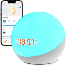 Load image into Gallery viewer, Ready to Rise Children's Sleep Trainer, Night Light, Alarm Clock, White Noise for Nursery or Soother, Toddler & Kids Bedroom, Built-in Battery, App Control (5nd Gen Upgrade)