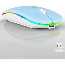 Load image into Gallery viewer, Wireless Bluetooth Mouse,LED Dual Mode Rechargeable Silent Slim Laptop Mouse,Portable(BT5.2+USB Receiver) Dual Mode Computer Mice,for Laptop,Desktop Computer,ipad Tablet,Phone,TV (Blue)