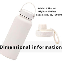 Load image into Gallery viewer, White 32 oz Insulated Water Bottle, Large Metal Stainless Steel Water Flask, Big Sports Travel Mens Water Bottle for Gym,Hiking,1 liters Leakproof Insulated Thermal Bottle with 2 Lids