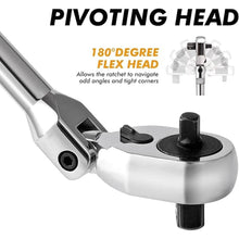 Load image into Gallery viewer, Dual 3/8 and 1/4 Drive Flex Head Ratchet, 72-Tooth 3/8 Ratchet Wrench with Quick-release and Reversible Switch (3/8 and 1/4 Flex-Head)