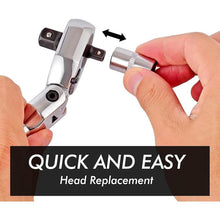 Load image into Gallery viewer, Dual 3/8 and 1/4 Drive Flex Head Ratchet, 72-Tooth 3/8 Ratchet Wrench with Quick-release and Reversible Switch (3/8 and 1/4 Flex-Head)