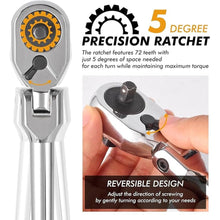 Load image into Gallery viewer, Dual 3/8 and 1/4 Drive Flex Head Ratchet, 72-Tooth 3/8 Ratchet Wrench with Quick-release and Reversible Switch (3/8 and 1/4 Flex-Head)