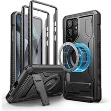 Load image into Gallery viewer, Dexnor Magnetic Case for Samsung Galaxy S24 Ultra Case, Compatible with Magsafe, 2 Front Frames Built-in Screen Protector, Bumper Rugged Shockproof Full-Body Protective Cover with Kickstand,Black