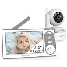 Load image into Gallery viewer, HelloBaby 4.3'' Video Baby Monitor with 30 Hours Battery, Remote Pan-Tilt-Zoom Baby Monitor No WiFi, Baby Monitor with Camera and Audio, Night Vision, ECO Mode, Two-way Talk, 8 Lullabies, 1000ft Range