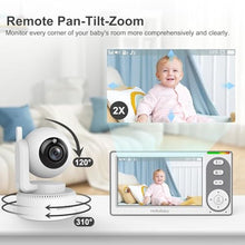 Load image into Gallery viewer, HelloBaby 4.3'' Video Baby Monitor with 30 Hours Battery, Remote Pan-Tilt-Zoom Baby Monitor No WiFi, Baby Monitor with Camera and Audio, Night Vision, ECO Mode, Two-way Talk, 8 Lullabies, 1000ft Range