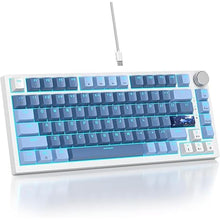 Load image into Gallery viewer, 75% TKL Wired Mechanical Keyboard,RGB Backlit Gasket Mount 82 Key Hot Swappable Custom Linear Red Switch Gaming Keyboard with Volume Knob & PBT Keycaps (82 Sea Fog Blue)