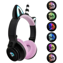 Load image into Gallery viewer, Unicorn Kids Headphones for Girls,Unicorn Bluetooth Headphones Foldable for Girls Toddlers Tablet/pad/Amazon fire,Light Up Kids Wireless Headphone Birthday Gifts (Black Purple)