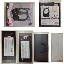 Load image into Gallery viewer, Unicorn Kids Headphones for Girls,Unicorn Bluetooth Headphones Foldable for Girls Toddlers Tablet/pad/Amazon fire,Light Up Kids Wireless Headphone Birthday Gifts (Black Purple)