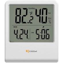 Load image into Gallery viewer, Indoor Thermometer, Room Thermometer and Hygrometer with Clock, Temperature and Humidity Meter with Clock, Double Comfort Indicator, Time, Date(White)
