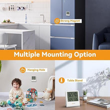 Load image into Gallery viewer, Indoor Thermometer, Room Thermometer and Hygrometer with Clock, Temperature and Humidity Meter with Clock, Double Comfort Indicator, Time, Date(White)