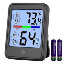 Load image into Gallery viewer, Digital Thermometer Hygrometer, Indoor Wall Thermometer, Indoor Humidity Temperature Monitor with Max&Min Records Backlit for 10S for Greenhouse, Home and Office Measuring Devices