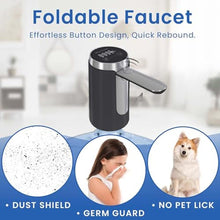 Load image into Gallery viewer, UNNEES Water Dispenser for 5 Gallon Bottle - Smart LED Display, Rechargeable Water Pump, Long-Lasting, Foldable Water Spout for 5 Gallon Bottle, Portable Water Dispenser for Home & Outdoor (Black)