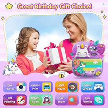 Load image into Gallery viewer, Kids Camera Instant Print, Camera for Kids with Printable Photos, Toddler Camera Toys for Children Ages 3-14, Digital Camera for Girls 4 5 6 7 8 9 10 11 12 13 Years Old - Purple