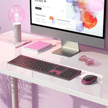 Load image into Gallery viewer, Wireless Keyboard and Mouse, Vssoplor 2.4GHz Rechargeable Compact Quiet Full-Size Keyboard and Mouse Combo with Nano USB Receiver for Windows, Laptop, PC, Notebook-Black and Wine Red