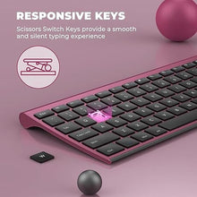 Load image into Gallery viewer, Wireless Keyboard and Mouse, Vssoplor 2.4GHz Rechargeable Compact Quiet Full-Size Keyboard and Mouse Combo with Nano USB Receiver for Windows, Laptop, PC, Notebook-Black and Wine Red