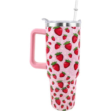 Load image into Gallery viewer, Strawberry Cup 40 OZ Tumbler with Handle and Straw Lid Leak Proof - Strawberry Travel Coffee Mug with Handle Insulated for Hot Cold Ice - Birthday Gifts for Women Stainless Steel Cup