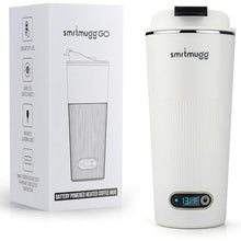 Load image into Gallery viewer, GO Heated Coffee Mug, Travel Mug, 13.5 OZ. Smart Mug, Battery Powered Heated Coffee Mug, Great for Coffee and Tea, Snap on Magnetic Charging Cord, New and Improved (White)