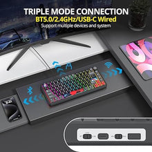 Load image into Gallery viewer, surmen M75 75% Wireless Creamy Keyboard with Gasket, Pre-lubed Triple Mode Bluetooth Mechanical Gaming Keyboard BT5.0/2.4Ghz/USB with Sound Absorbing Pads Hot-Swap(Shadow Red)