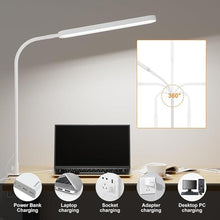 Load image into Gallery viewer, SKYLEO Led Desk Lamp - 33.5" Desk Light - Flexible Gooseneck - 5 Color Modes X 11 Brightness Levels - 1300LM - Timmer & Memory Function - 12W Clip on Light - White