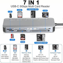 Load image into Gallery viewer, Memory Stick Pro Duo Card Reader, 7 in1 Memory Stick Pro Duo Adapter USB C for SD/TF/CF/XD/MS, Multi Card Reader for Camera, Game Trail Camera, Phone, Tablet, Laptop, Android