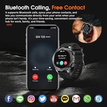 Load image into Gallery viewer, OHUGNA Military Smart Watch with LED Flashlight, Bluetooth Make/Answer Call, 1.43" HD Outdoor Tactical Rugged Smartwatch, Sports Fitness Tracker Watch with Health Monitor, Sleep Monitor