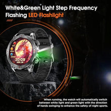Load image into Gallery viewer, OHUGNA Military Smart Watch with LED Flashlight, Bluetooth Make/Answer Call, 1.43" HD Outdoor Tactical Rugged Smartwatch, Sports Fitness Tracker Watch with Health Monitor, Sleep Monitor