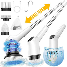 Load image into Gallery viewer, Electric Spin Scrubber for Cleaning Bathroom, Toilet Shower Scrubber with Extendable 53.3'' Arm | 2-Speed, 3 Brush Heads | Versatile Power Scrubber for Toilet Bathroom, Shower, Tub, Tile, Car, White