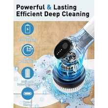 Load image into Gallery viewer, Electric Spin Scrubber for Cleaning Bathroom, Toilet Shower Scrubber with Extendable 53.3'' Arm | 2-Speed, 3 Brush Heads | Versatile Power Scrubber for Toilet Bathroom, Shower, Tub, Tile, Car, White