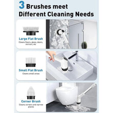 Load image into Gallery viewer, Electric Spin Scrubber for Cleaning Bathroom, Toilet Shower Scrubber with Extendable 53.3'' Arm | 2-Speed, 3 Brush Heads | Versatile Power Scrubber for Toilet Bathroom, Shower, Tub, Tile, Car, White