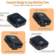 Load image into Gallery viewer, Wireless Lavalier Microphone with Real-Time/Audience Monitoring, Audio Ducking, Accompaniment, Reverb, Mute, Noise Cancellation - Mini Clip-on Lapel Bluetooth Mic for iPhone, iPad, Android Phone, PC