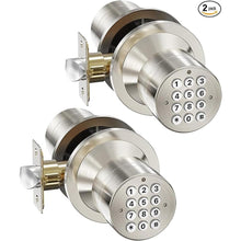 Load image into Gallery viewer, Door Knob with Keypad, Keyless Entry Door Lock, Front Door Knob Child Proof, Auto Lock, Easy Installation for Home, Office, Apartment, Garage Security,Satin Nickel 2 Pack