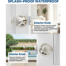 Load image into Gallery viewer, Door Knob with Keypad, Keyless Entry Door Lock, Front Door Knob Child Proof, Auto Lock, Easy Installation for Home, Office, Apartment, Garage Security,Satin Nickel 2 Pack