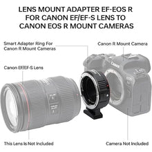 Load image into Gallery viewer, Lens Mount Adapter EF-EOS R Auto-Focus Lens Converter Compatible with Canon EF/EF-S Lens for Canon R Mount Camera EOS R, RP, R3, R5, R6, R6II, R7, R8, R10, R50, R100