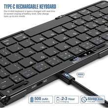 Load image into Gallery viewer, JOMAA Foldable Bluetooth Keyboard with Trackpad, RGB Backlight, Portable,Full-Size Rechargeable Travel Keyboard with Lockable Fold for iPad/iPhone/Smartphone/Tablet/PC/Laptop (with touchpad)
