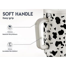 Load image into Gallery viewer, Meoky 40 oz Tumbler with Handle and Straw, Tumbler with Lid and Straw, Insulated Stainless Steel Travel Mug, 100% Leak-proof, Keeps Cold for 34 Hours or Hot for 10 Hours (Cow)