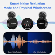 Load image into Gallery viewer, AIRHUG Wireless Lavalier Microphone, AI Noise Cancelling- Cordless Recording Mic with 2 Lavalier Transmitters and 1 Receiver for Camera/iPhone/ipaid, Vlog, Filmmaking, Streaming