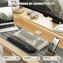 Load image into Gallery viewer, Creamy Mechanical Keyboard Wireless - 100 Keys Hot-Swappable Retro Design, Silent Linear Switches, 3-Mode (BT/2.4G/USB-C), RGB Backlit, 3000mAh, Ergonomic Wrist Rest for Win/Mac Gaming & Typing