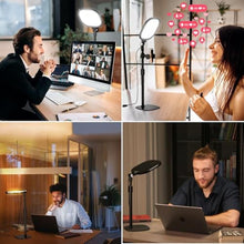 Load image into Gallery viewer, Zoom Lighting for Computer, Adjustable Desk Lighting for Video Calls, 30 Light Modes Video Conference Light, Desk Ring Light with Stand for Webcam, Meetings, Live Stream, Home Office. CRI 97.8