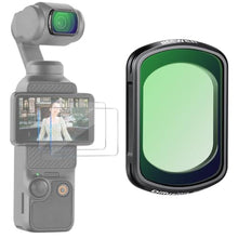 Load image into Gallery viewer, NEEWER Magnetic Black Diffusion 1/4 Effect Filter Compatible with DJI OSMO Pocket 3, Dreamy Cinematic Mist Lens Filter Ultra Slim Frame & Multi Coated HD Optical Glass, 2 LCD Touch Screen Protectors